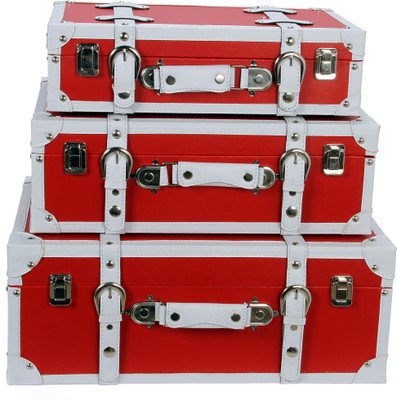 Vishal Props Red Rectangle suitcase set of 3 Check-in Luggage -  inch(Red