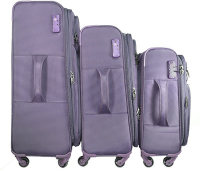

TRAWORLD 4 wheels Set of 3 Expandable Check-in Luggage -  inch(Purple