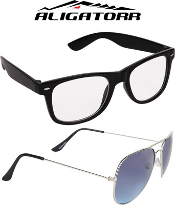 

Aligatorr Wayfarer, Aviator Sunglasses(Clear, Blue