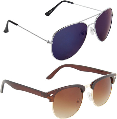 

Zyaden Aviator, Oval Sunglasses(Blue, Brown