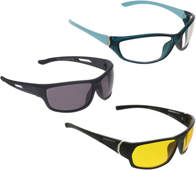 

Vast Combo Of Day & Night Vision Wrap Around Cricket Goggles(Black)