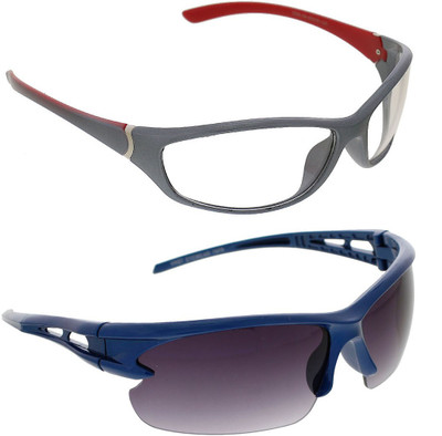 Vast Combo Of Day & Night Vision Wrap Around Cricket Goggles(Silver)