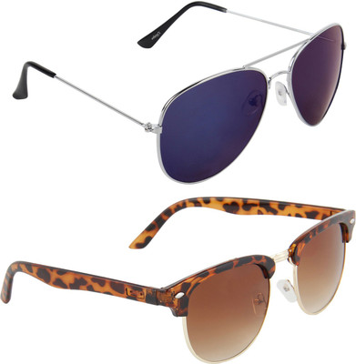 

Zyaden Aviator, Oval Sunglasses(Blue, Brown