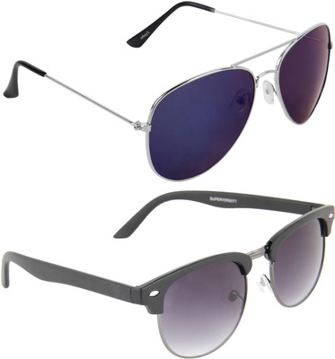Zyaden Aviator, Oval Sunglasses(Blue, Violet
