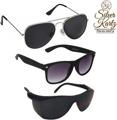 

Silver Kartz Aviator, Wayfarer Sunglasses(Black