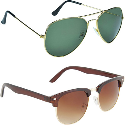 

Zyaden Aviator, Oval Sunglasses(Green, Brown