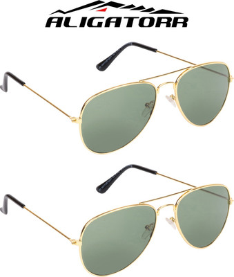 

Aligatorr Aviator Sunglasses(Green