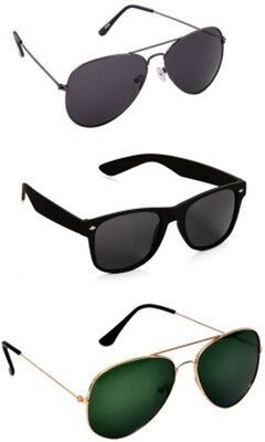 Flier Aviator, Wayfarer, Aviator Sunglasses(For Boys, Black, Grey, Green)