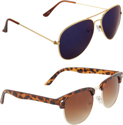 

Zyaden Aviator, Oval Sunglasses(Blue, Brown