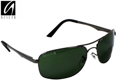 Aislin Rectangular, Wrap-around Sunglasses(Green)