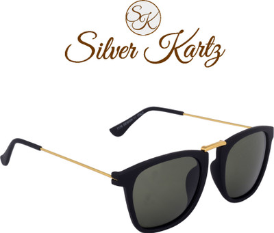 

Silver Kartz Wayfarer, Rectangular Sunglasses(Black