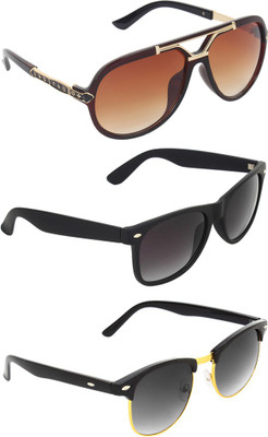 

Zyaden Rectangular, Clubmaster, Wayfarer Sunglasses(Brown, Green, Black