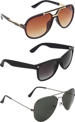 

Zyaden Aviator, Wayfarer, Rectangular Sunglasses(Brown, Black, Black
