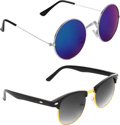 Zyaden Round, Round Sunglasses(For Men & Women, Blue)