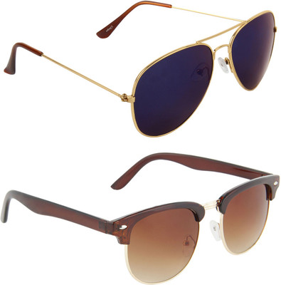 

Zyaden Aviator, Oval Sunglasses(Blue, Brown