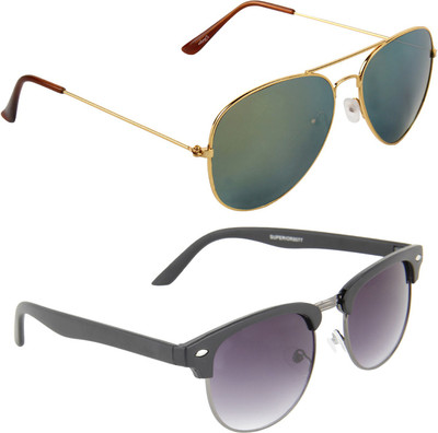 

Zyaden Aviator, Oval Sunglasses(Green, Violet