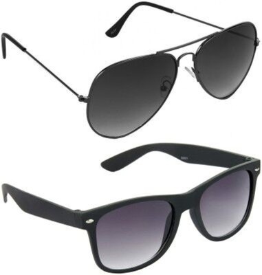 Flier Aviator, Wayfarer Sunglasses(For Boys, Black, Violet)