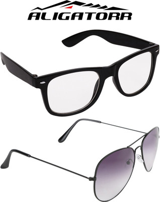 

Aligatorr Aviator, Wayfarer Sunglasses(Clear, Grey