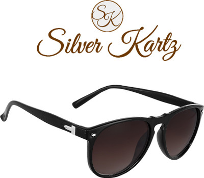 Silver Kartz Wayfarer, Round Sunglasses(For Men & Women, Brown)