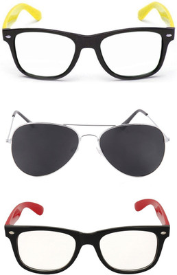 Amour-Propre Wayfarer Sunglasses(Black, Clear)