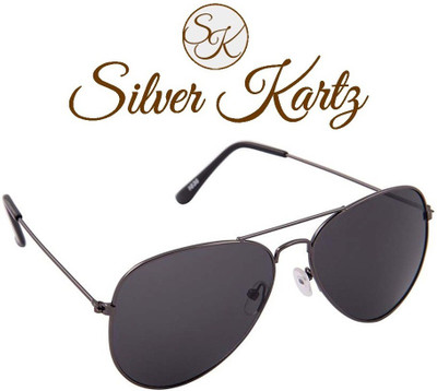 

Silver Kartz Aviator Sunglasses(Black