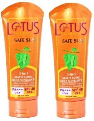 

Lotus Safe Sun 3-In-1 Matte Look Daily Sunblock SPF-40, (Pack of 2) (100 *2 = 200g) - SPF 40 PA+++(200 g)