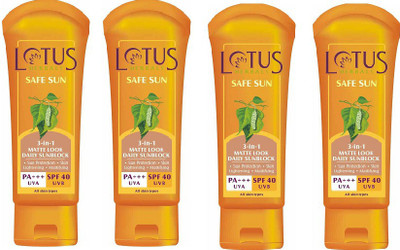 

Lotus Safe Sun 3 In 1 Matte Look Daily Sunblock (100 *4 ) Pack 4 (400 g ) - SPF 40 PA+++(400 g)