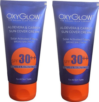 

Oxyglow Aloevera & Carrot Sun Cover Cream Pack of 2 - SPF 30 PA++(60 g)