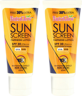 

NutriGlow Sun Screen Lotion 65ml (Pack Of 2) - SPF SPF-30 PA+++(65 ml)