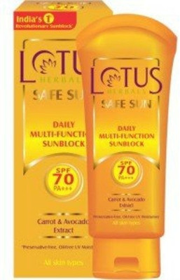 

Lotus Herbals Safe Daily Multi-Function Sun Block - SPF 70 PA+++(60 gm)