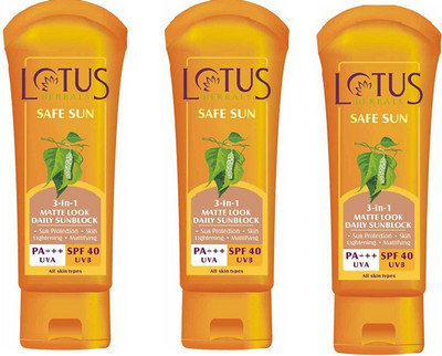 

Lotus Safe Sun 3 In 1 Matte Look Daily Sunblock (100 g) - SPF 40 PA+++(300 g)