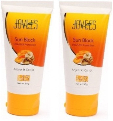 JOVEES Anjeer & Carrot Sunblock (Pack of 2) - SPF 45(100 g) JOVEES Anjeer & Carrot Sunblock (Pack of 2) - SPF 45(100 g)