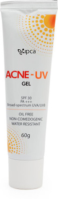 IPCA Acne-UV Oil Free Gel ,Broad-Spectrum UVA/UVB, Water Resistant Sunscreen - SPF 30 PA+++(60 g)