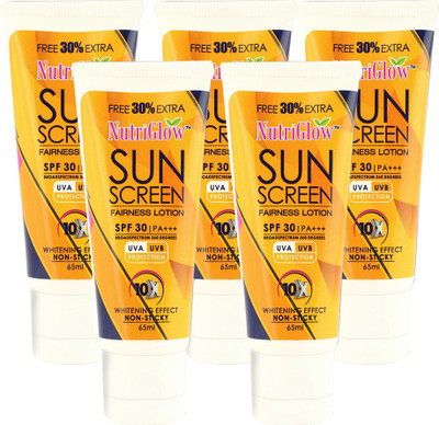 

NutriGlow Sun Screen Lotion 65ml (Pack Of 5) - SPF SPF-30 PA+++(65 ml)