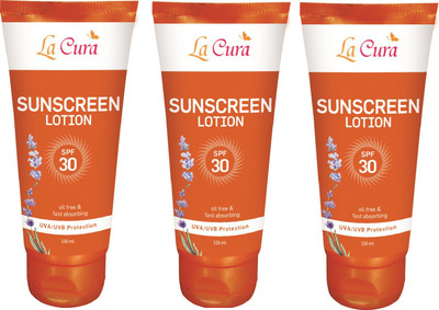 

Lacura Sunscreen Lotion SPF 30 (Pack of 3 pc 100 ml each) - SPF 30 PA++(300 ml)