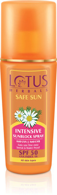 

Lotus Herbals Safe Sun Intensive Sunblock Spray UVA Index 16 - SPF 50(80 ml)
