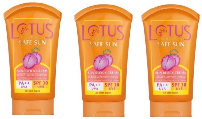 LOTUS Sunscreen - SPF 30 PA++ Safe Sun Sun Block Cream pack 3 (300g)(300 g)