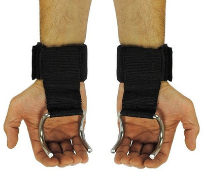Kobo WTA-02 Pro Weight Lifting Hooks Palm Support, Black