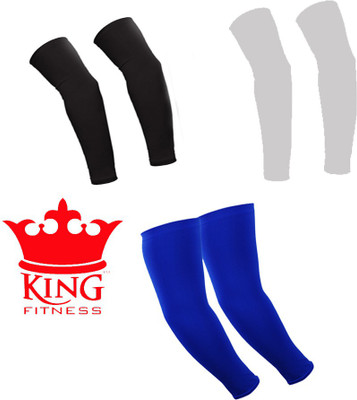 

KING FITNESS UV PROTECTION SUPERIOR MULTIPURPOSE ARM SLEEVES SET OF 3 PAIRS BLACK WHITE BLUE Elbow Support, Multicolor