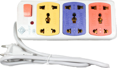 

Cretiv 3 X 3 Multi Color Light Weight Switch 6 Socket Surge Protector(Multicolor)