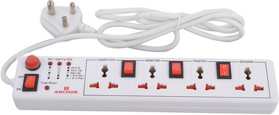 ANCHOR 4 Universal Sockets 4  Socket Extension Boards(White, 1.5 m)