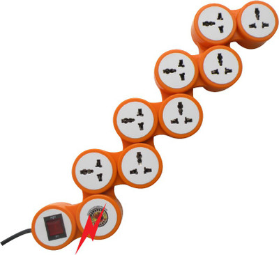 

MX 8 SOCKETS SNAKE SPIKE SUPPRESSOR WITH CIRCUIT BREAKER - 5 AMPERES 8 Socket Surge Protector(Orange, White)
