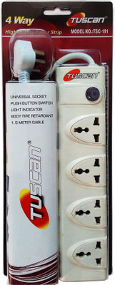 

Tuscan Extension Board - 1.5 Meter Cable 4 Socket Surge Protector(White)