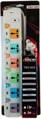 

Tuscan Extension Board - 3 Meter Cable 6 Socket Surge Protector(White)