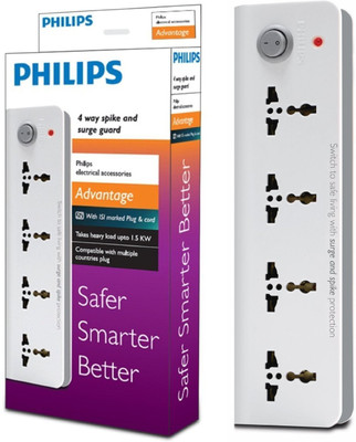 

Philips Four Way Extension 4 Socket Surge Protector(White)