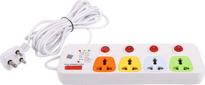 

Cona Smyle VIVA 4+4 Power Strip / Spike Guard 4 Sockets + 4 Individual Switches 5 Mtrs 4 Socket Surge Protector(Multicolor)