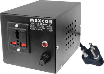 

MX Professional Step Down Voltage Converter W/Universal Socket - 200 Watts (220 - 110 V) 1 Socket Surge Protector(Black)