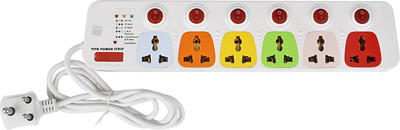 

Cona Smyle Viva 6+6 Power Strip / Spike Guard d 6 Socket + 6 Switch with 1.75m Wire 6 Socket Surge Protector(Multicolor)