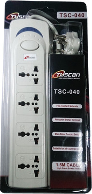 

Tuscan High power extension cord 4 Socket Surge Protector(White)