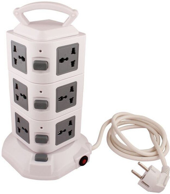 

Speed Tower Spike Guard 3 Floor With 2 Usb AC Plug 11 Socket Surge Protector(White, Grey)